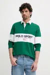 Bavlněné tričko s dlouhým rukávem Polo Ralph Lauren zelená barva, 710938458