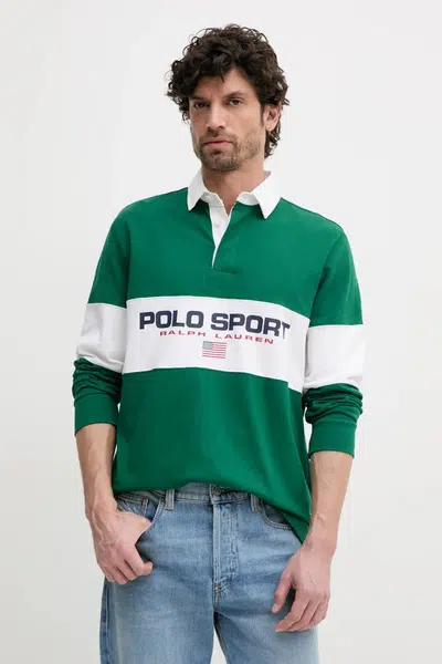 Bavlněné tričko s dlouhým rukávem Polo Ralph Lauren zelená barva, 710938458
