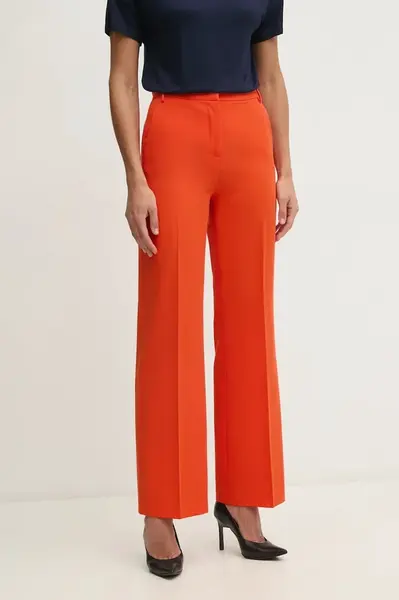 Kalhoty Sisley dámské, oranžová barva, jednoduché, high waist, 4KVXLF02I