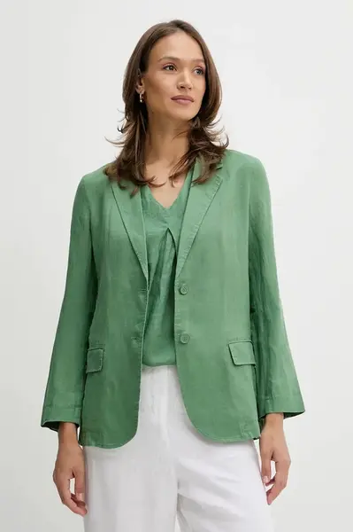 Plátěné sako United Colors of Benetton zelená barva