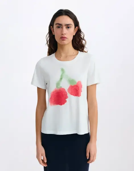 Tričko Thinking MU Blurry Cherry Ida Tee WHITE