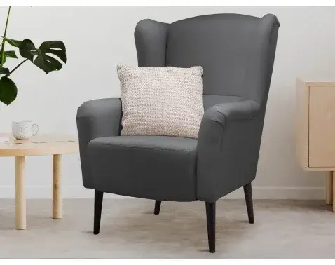 Kreslo ušiak Canto, tmavo šedá tkanina%