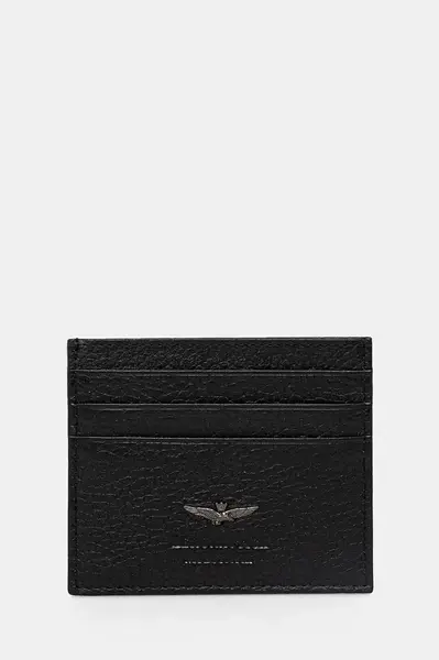 Kožené pouzdro na karty Aeronautica Militare černá barva, AM188