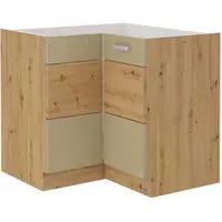 Spodní rohová skříňka Artisan 90x90 DN 2F BB Barva korpusu: Dub artisan, Barva dvířek: Cappucino lesk