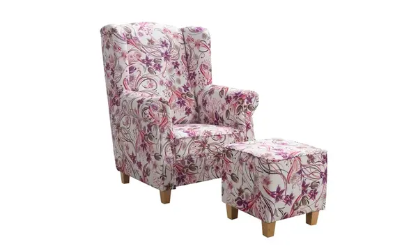 Křeslo As s taburetem AN-4784 Provedení: Křeslo + taburet, Nožičky: Přírodní dub, látka: AN-4784