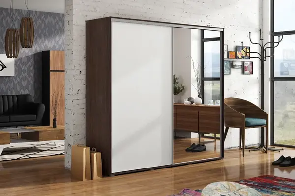 Šatní skříň Ska A20 Barva korpusu: Čokoláda, Rozměry: 125 cm, Dveře: Bílé