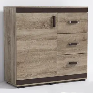 Komoda P14 Barva korpusu: Dub - sonoma, Lišta: Bílá, Barva dvířek: Bílá