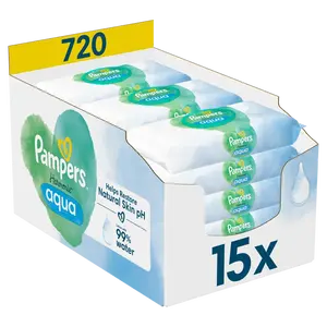 PAMPERS Harmonie Aqua Plastic Free Vlhčené ubrousky 15 x 48 ks