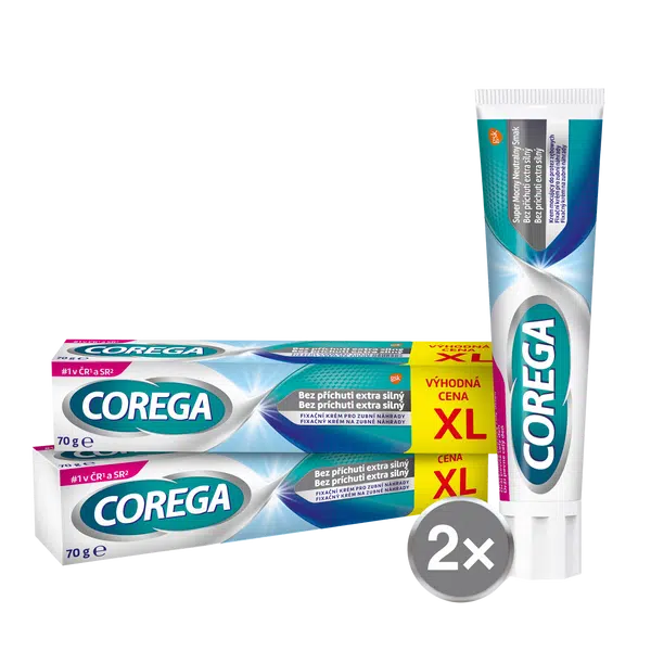 COREGA fixační krém bez příchuti extra silný XL 2 x 70 g