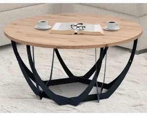 Kulatý konferenční stolek Mella, 80 cm, dub artisan