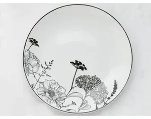 Mělký talíř Luna Black Flower, 27 cm