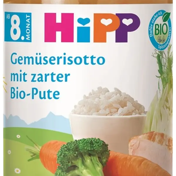 HIPP BIO Příkrm Zeleninové rizoto s krůtím masem, od 8. měsíce 220 g