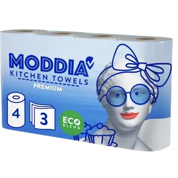 MODDIA Kuchyňské utěrky 3vrstvé, 4 ks