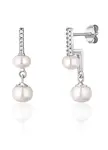 JwL Luxury Pearls Nápadité stříbrné náušnice s pravými perlami a zirkony JL0773