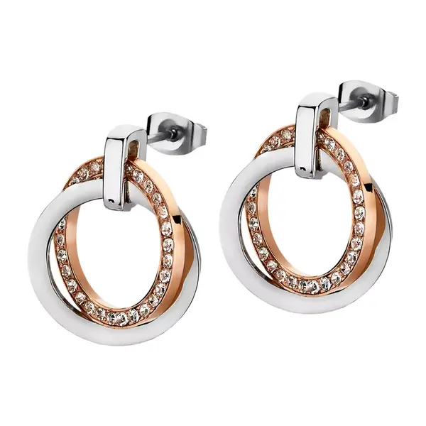 Lotus Style Ocelové náušnice s krystaly LS1780-4/2