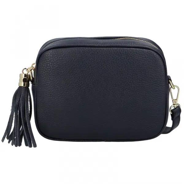 Dámska kožená crossbody kabelka tmavomodrá - ItalY Kriane G