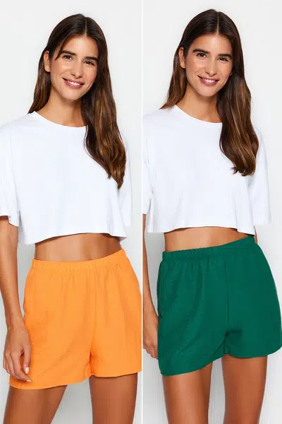 Trendyol Orange-Very Colorful 2-Pack Woven Shorts