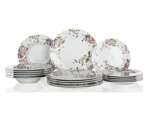 Súprava tanierov (18 dielov) Beauty, kvetinový vzor%
