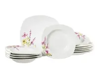Jedálenský servis  (12 dielov) Malve, motív letné kety%