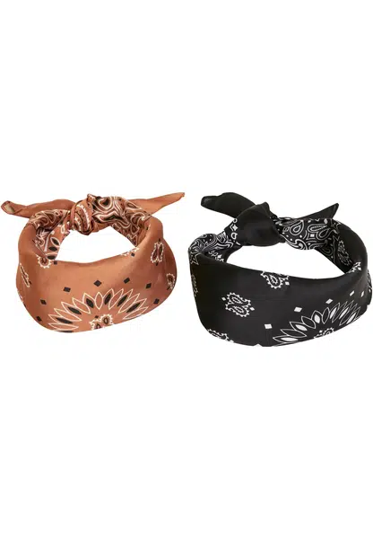 Satin Scarf 2-Pack Black + Cognac
