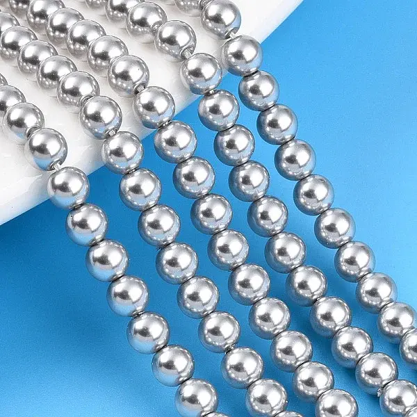 Baking Painted Pearlized Glass Pearl Bead Strands