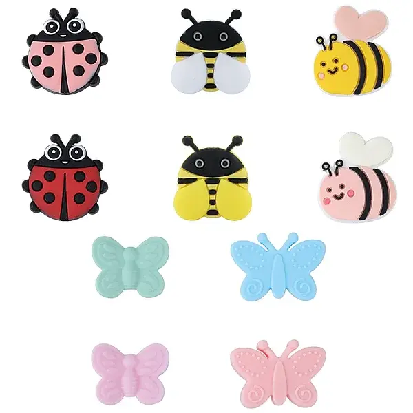 10Pcs 10 Styles Silicone Focal Beads