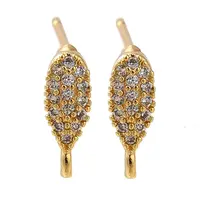 Brass Clear Cubic Zirconia Stud Earrings Finding for Women