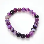Natural Striped Agate/Banded Agate Beaded Stretch Bracelets