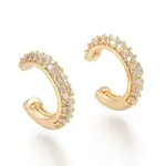 Brass Micro Pave Clear Cubic Zirconia Cuff Earrings