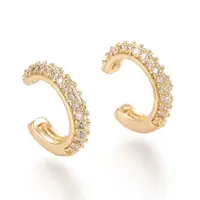 Brass Micro Pave Clear Cubic Zirconia Cuff Earrings