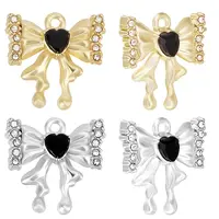 12Pcs 2 Colors Alloy Micro Pave Cubic Zirconia Charms