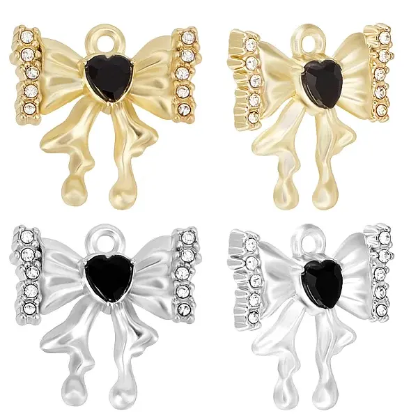 12Pcs 2 Colors Alloy Micro Pave Cubic Zirconia Charms