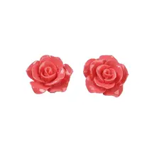 Synthetic Coral 3D Flower Rose Beads