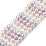 Baking Paint Pearlized Glass Pearl Round Bead Strands