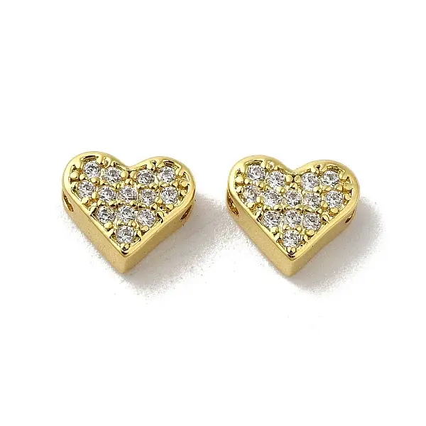 Brass Micro Pave Cubic Zirconia Beads