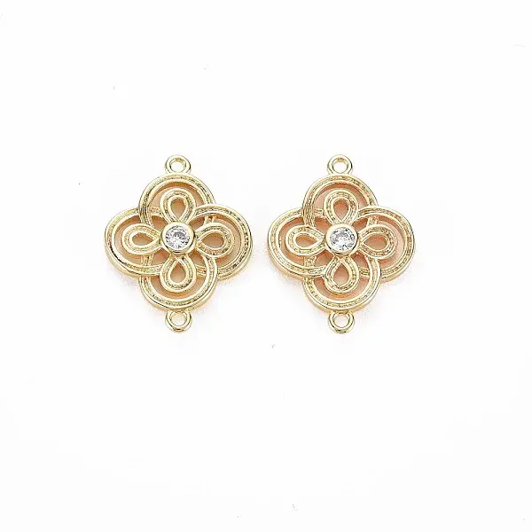 Brass Micro Pave Clear Cubic Zirconia Connector Charms