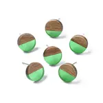 Transparent Resin & Walnut Wood Stud Earrings