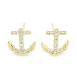 Brass Micro Pave Clear Cubic Zirconia Studs Earring