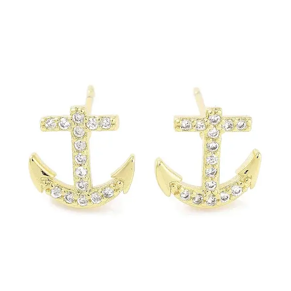 Brass Micro Pave Clear Cubic Zirconia Studs Earring