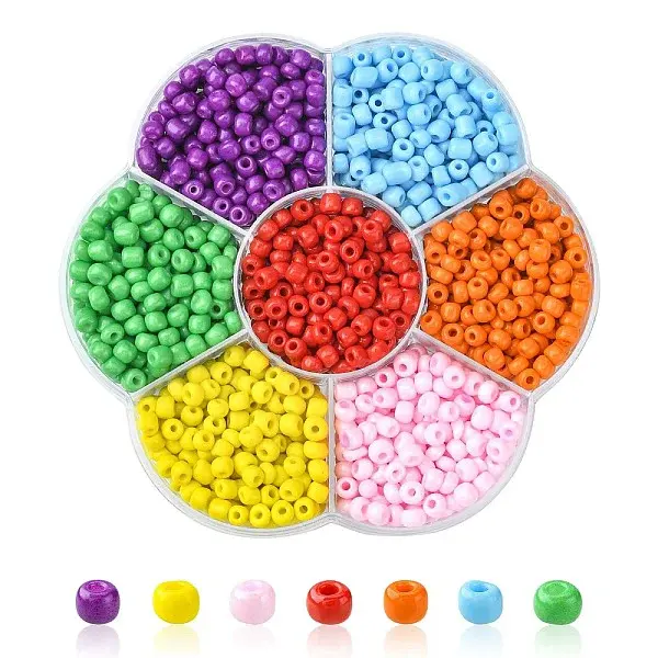 1050Pcs 7 Color 6/0 Opaque Colours Glass Seed Beads