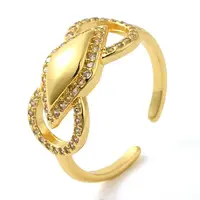 Bowknot Brass Micro Pave Clear Cubic Zirconia Open Cuff Rings for Women