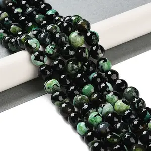 Natural Fire Crackle Agate Beads Strands