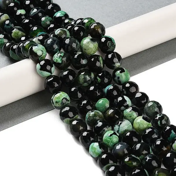 Natural Fire Crackle Agate Beads Strands