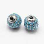 Round Brass Micro Pave Cubic Zirconia Beads