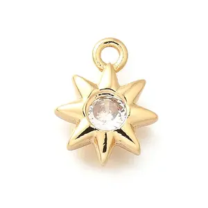 Brass Micro Pave Cubic Zirconia Charms