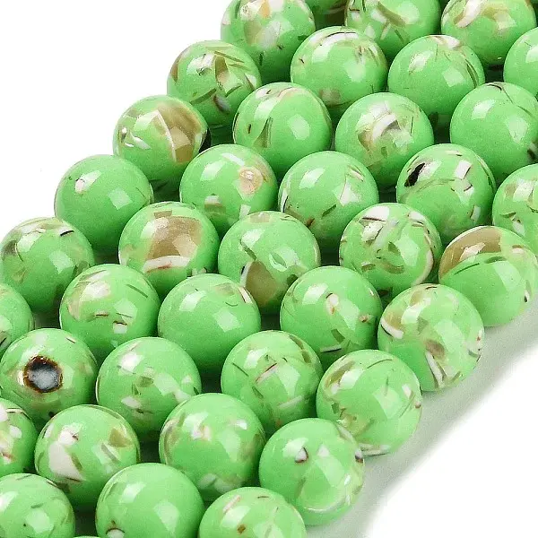 Assembled Synthetic Stone and Trochus Shell Beads Strands