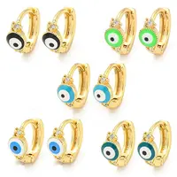 Evil Eye Real 18K Gold Plated Brass Hoop Earrings