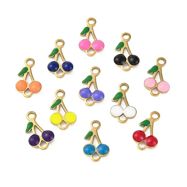 Ion Plating(IP) 304 Stainless Steel Enamel Fruit Connector Charms