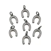 CZ Brass Micro Pave Cubic Zirconia Horse Shoe Charms