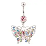 Butterfly Rhinestone Charm Belly Ring